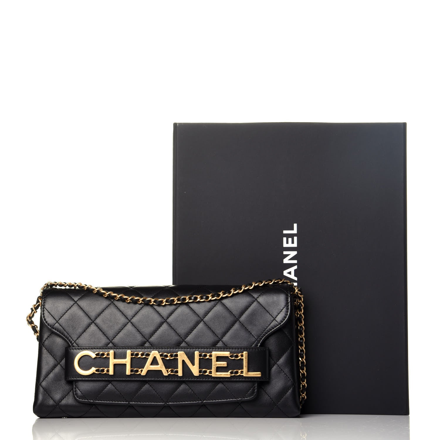 Chanel Calfskin Quilted Enchained Clutch Black 10 of 10