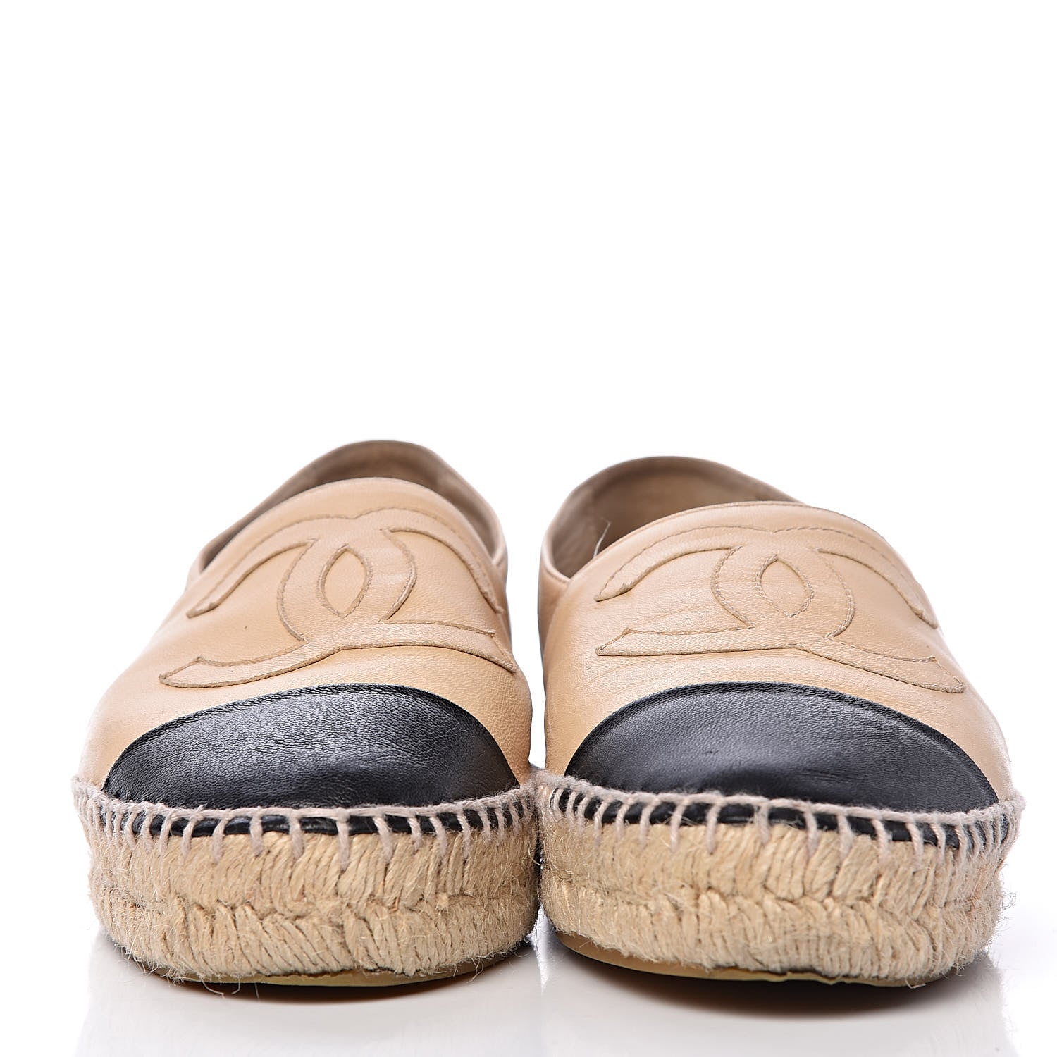 Chanel Lambskin CC Espadrilles 38 Beige Black 2 of 18