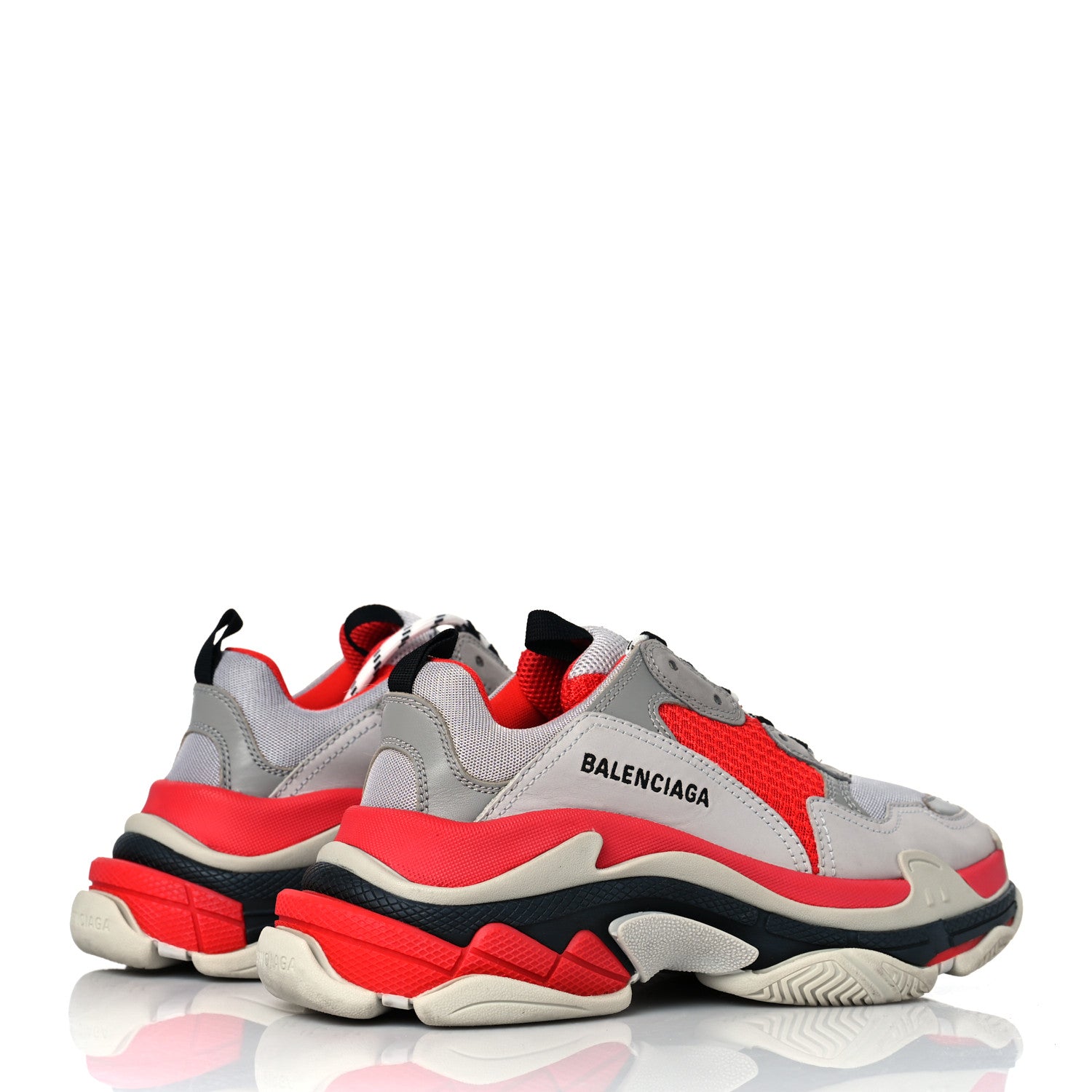 Balenciaga Fabric Mesh Womens Triple S Sneakers 39 Red Grey White 4 of 9