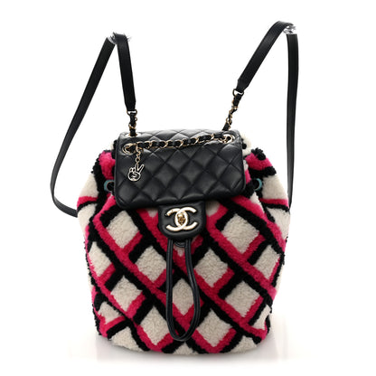Chanel Lambskin Shearling Small Urban Spirit Backpack White Fuchsia Navy 1 of 10