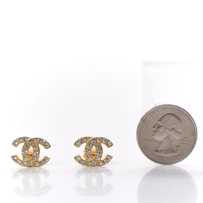 Chanel Crystal Mini Timeless CC Clip On Earrings Gold 2 of 4