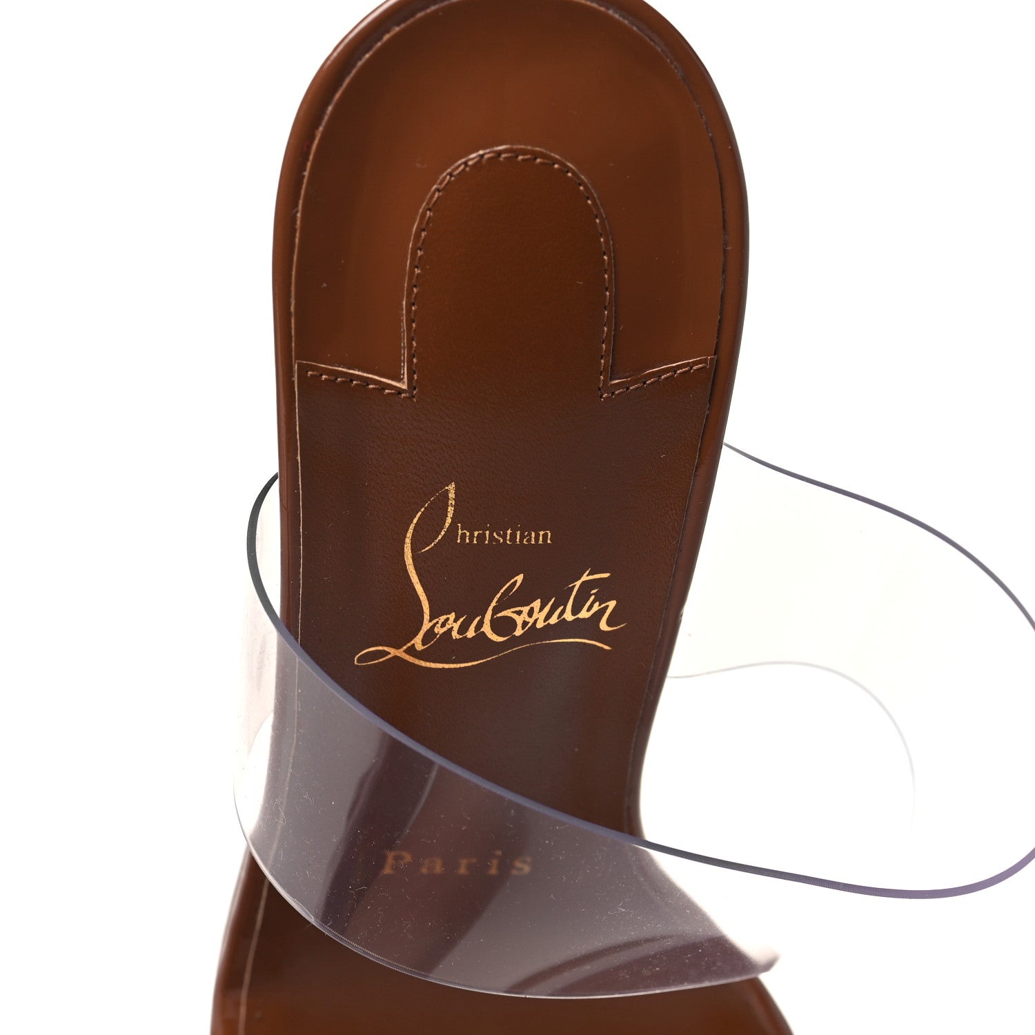 Christian Louboutin Patent PVC Just Nothing 85 Slide Sandals 38 Nude 8 of 8