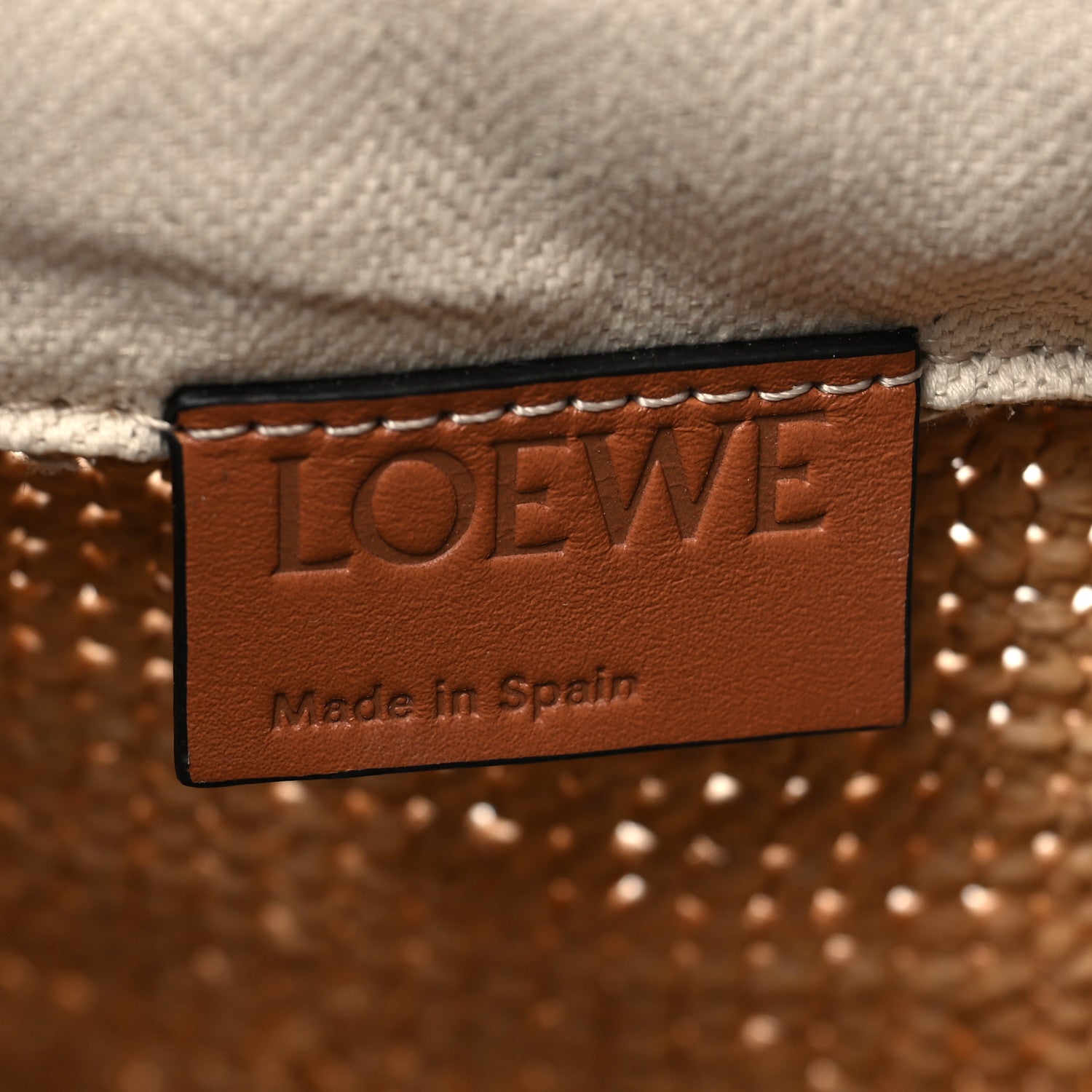Loewe Calfskin Raffia Anagram Paulas Ibiza Pochette Bag Natural Tan 6 of 12