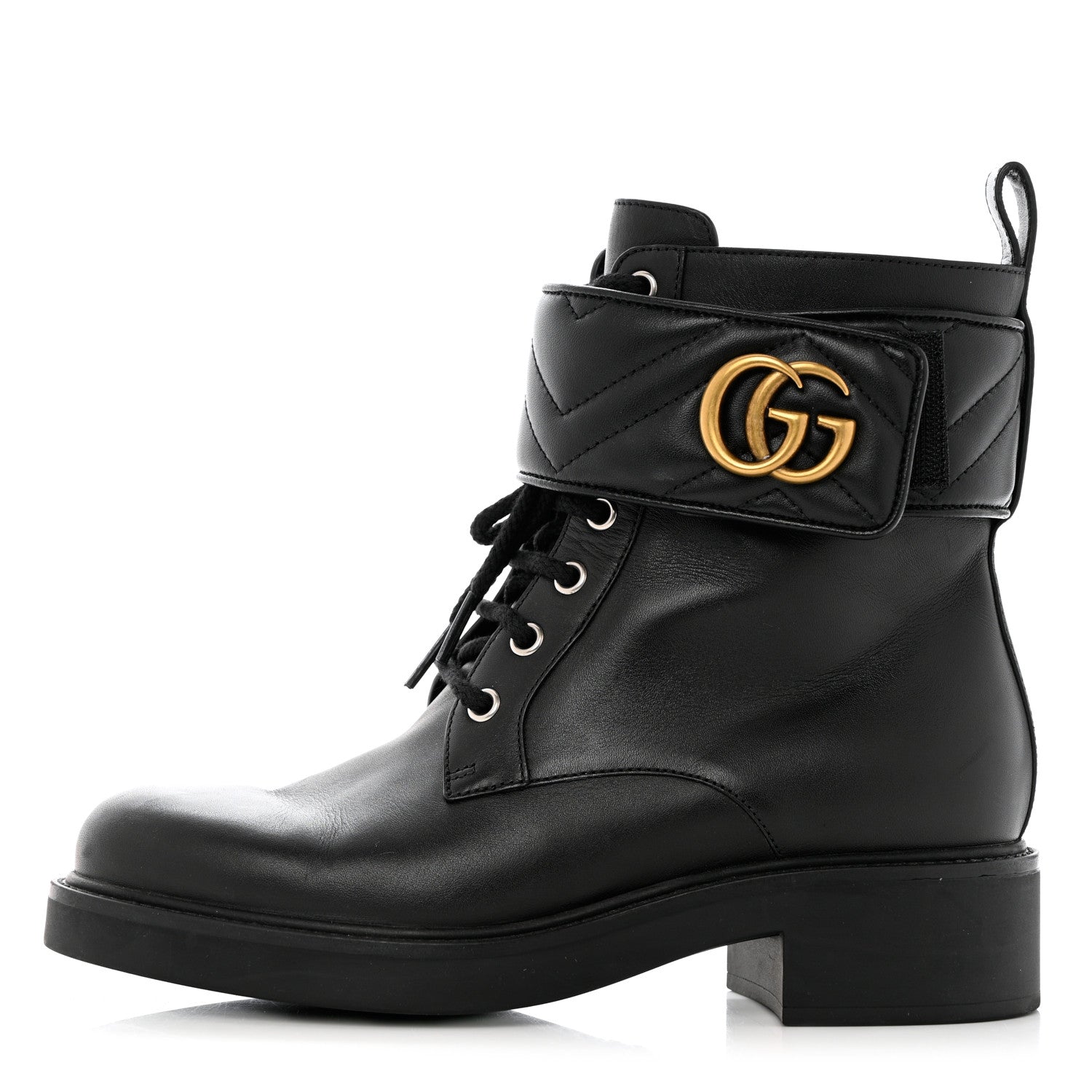 Gucci Flores Calfskin Nappa Matelasse GG 40mm Ankle Boots 37.5 Black 1 of 11