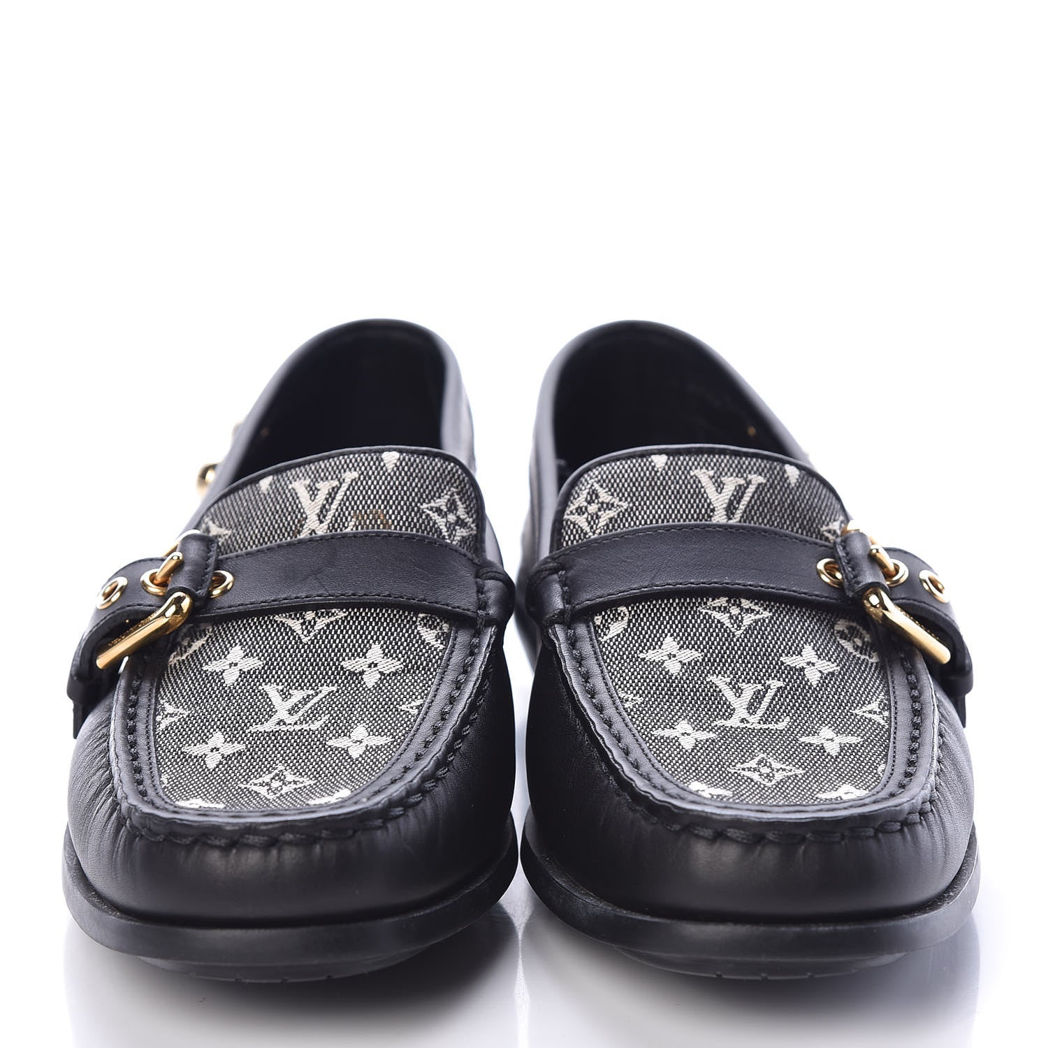Louis Vuitton Calfskin Monogram Mini Lin Loafer 35 Black 2 of 6