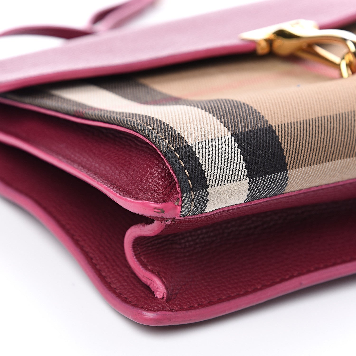 Burberry Derby Calfskin House Check Small Macken Crossbody Bag Berry Pink 9 of 14
