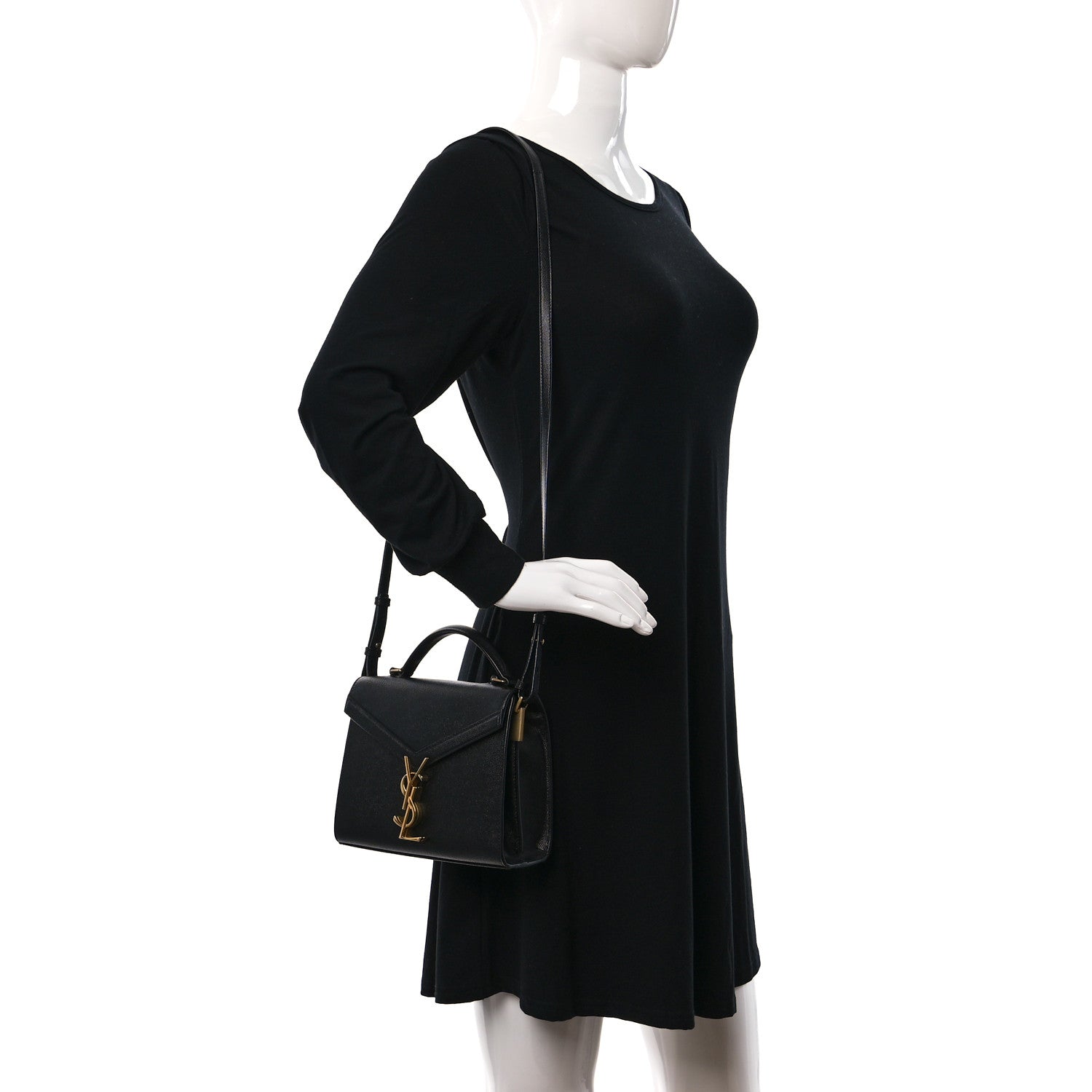 Saint Laurent Grain de Poudre Mini Classic Monogram Cassandra Top Handle Black 2 of 8