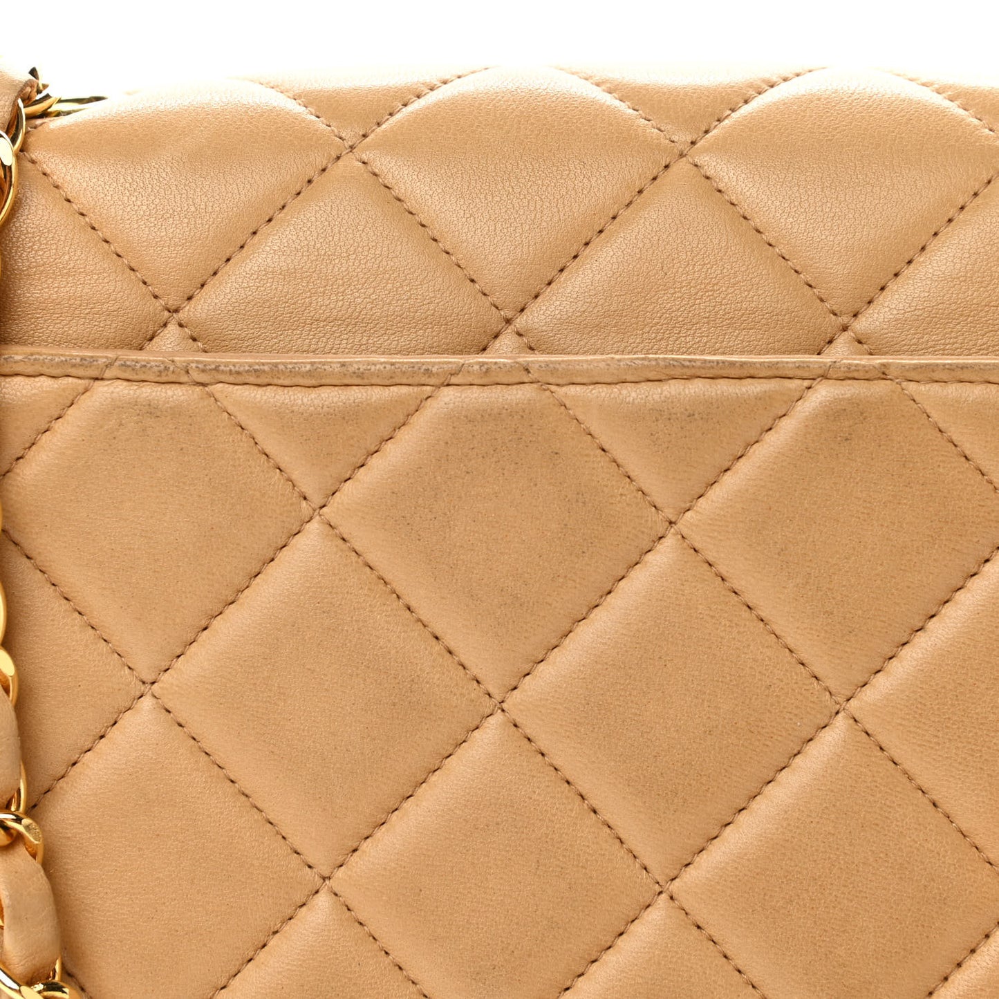 Lambskin Quilted Medium Single Flap Beige