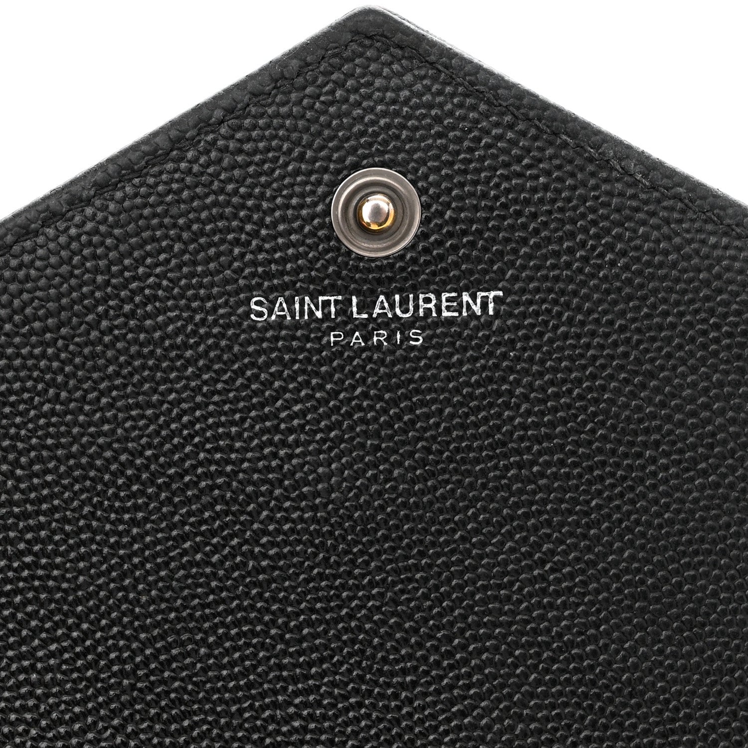 Saint Laurent Grain De Poudre Matelasse Chevron Monogram Monochrome Chain Wallet Black 5 of 10