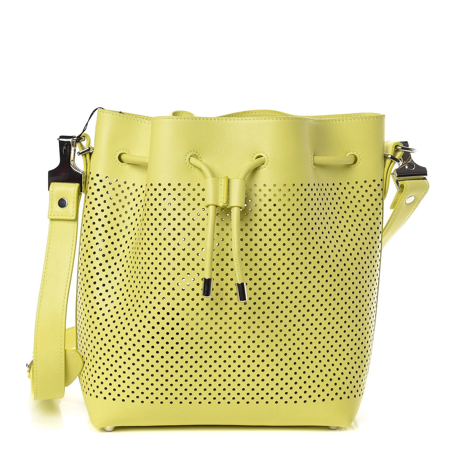 Calfskin Perforated Medium Bucket Bag Sulphur
