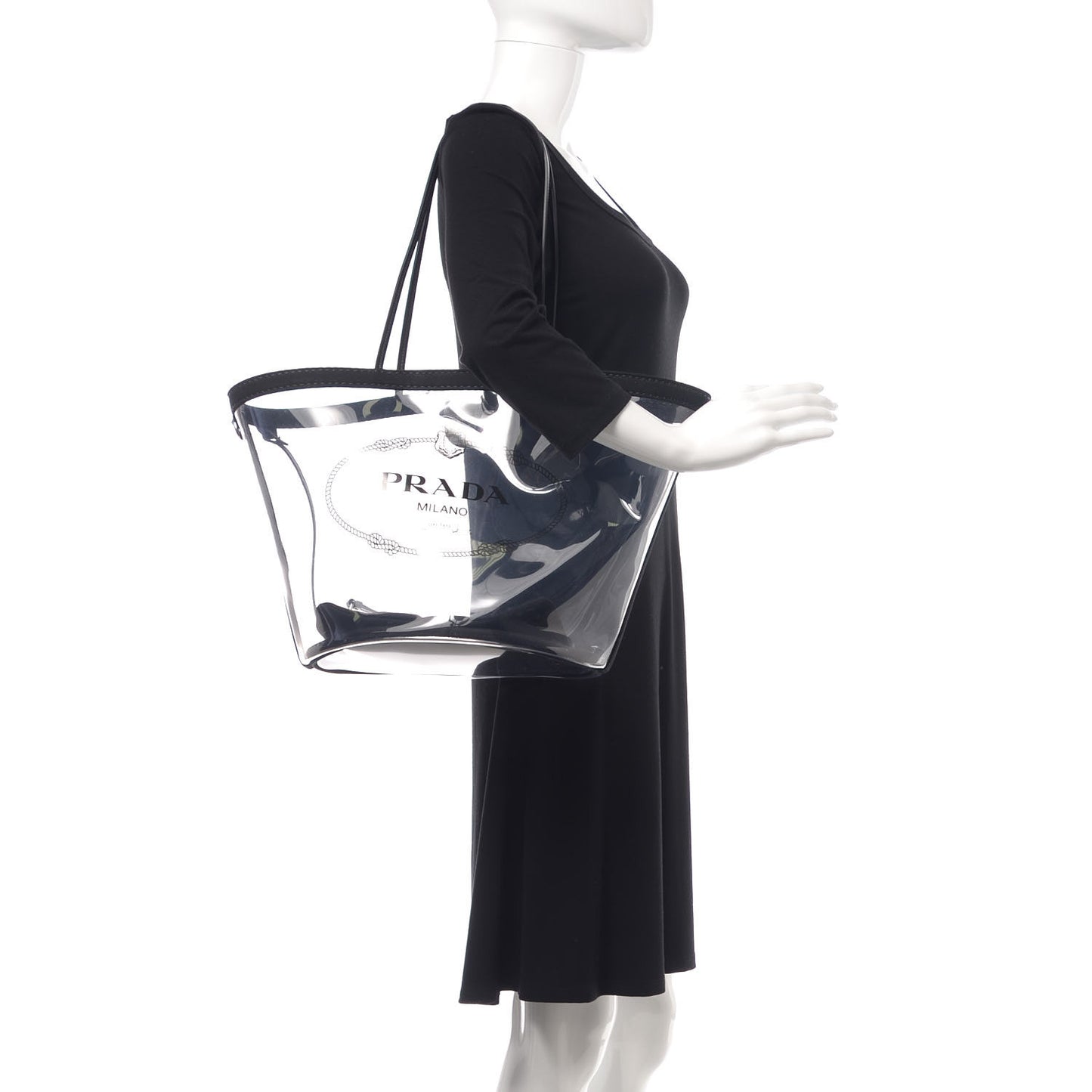 Plexiglass Calfskin Small Shopper Tote Black