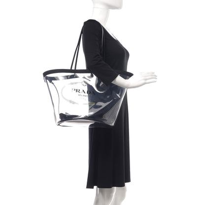 Prada Plexiglass Calfskin Small Shopper Tote Black 2 of 10