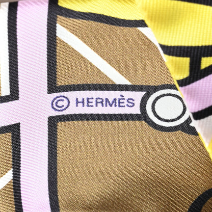 Hermes Silk Quadrige Bayadere Twilly Bronze Violet Jaune 3 of 4