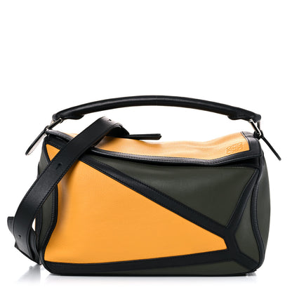 Loewe Calfskin Small Puzzle Bag Khaki Yellow 1 of 12
