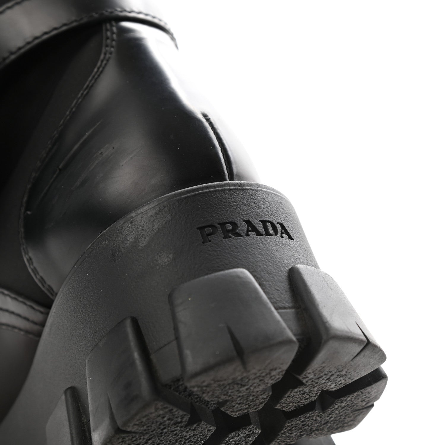 Prada Spazzolato Rois Nylon Metal Triangle Logo Monolith Pouch Pocket 55mm Boots 39 Black 9 of 12