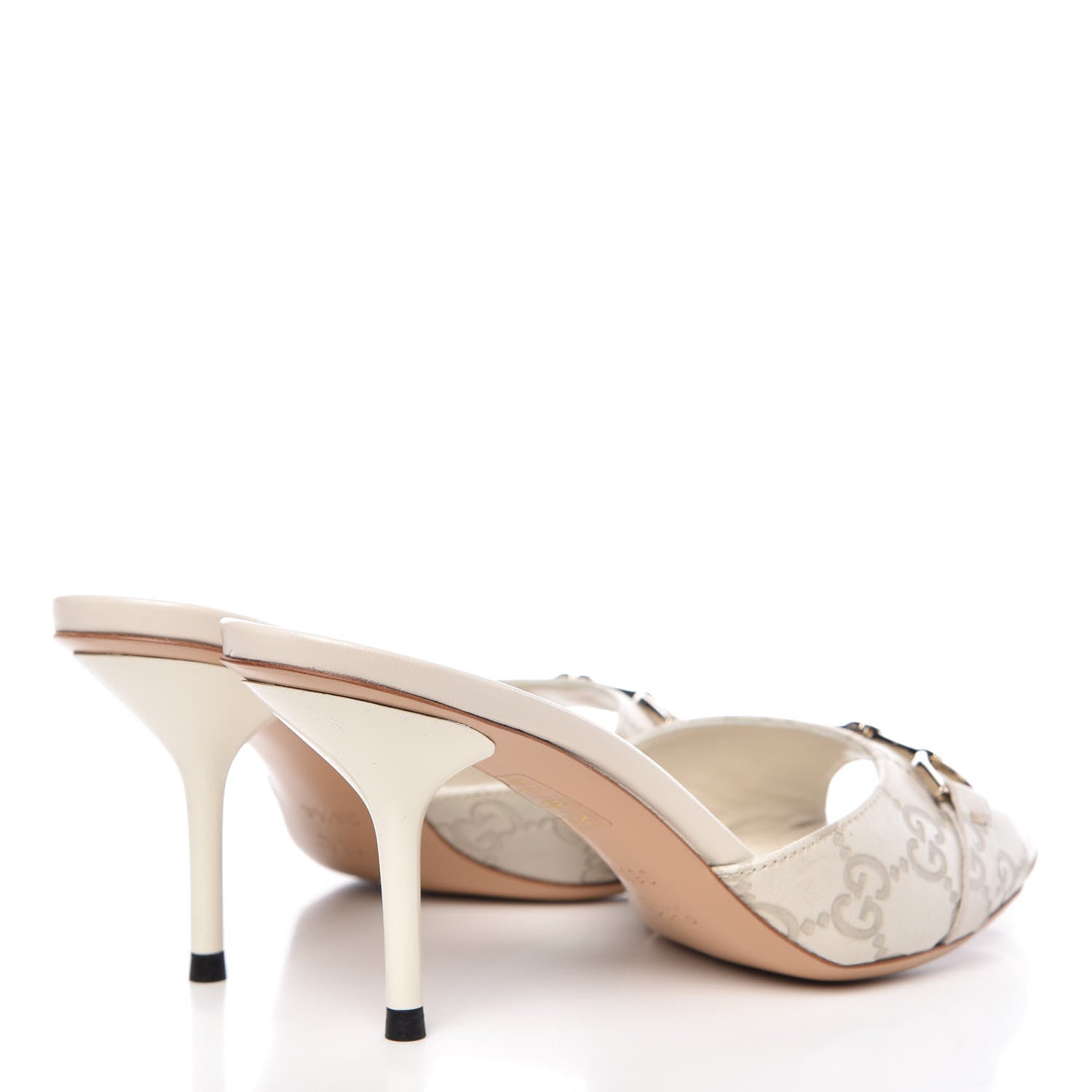 Gucci Guccissima Horsebit Mid Heel Slides 36.5 Mystic White 4 of 15