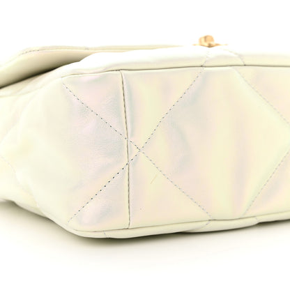 Chanel Iridescent Calfskin Quilted Large Chanel 19 Flap White 9 of 11