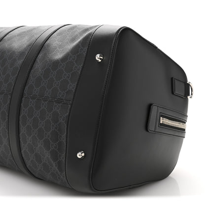 Gucci Soft GG Supreme Monogram Appia Calfskin Web Large Carry On Duffle Bag Black Grey 9 of 12