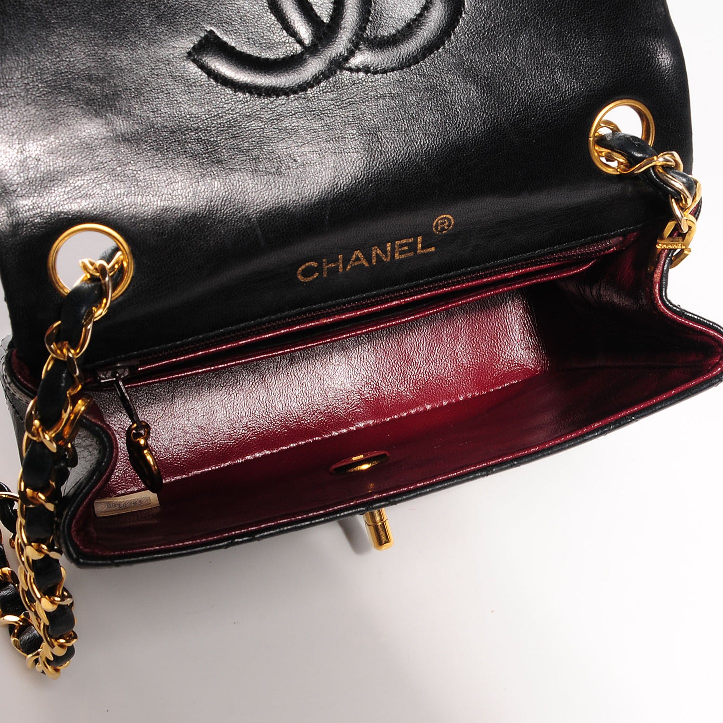 Lambskin Quilted Mini Square Flap Black
