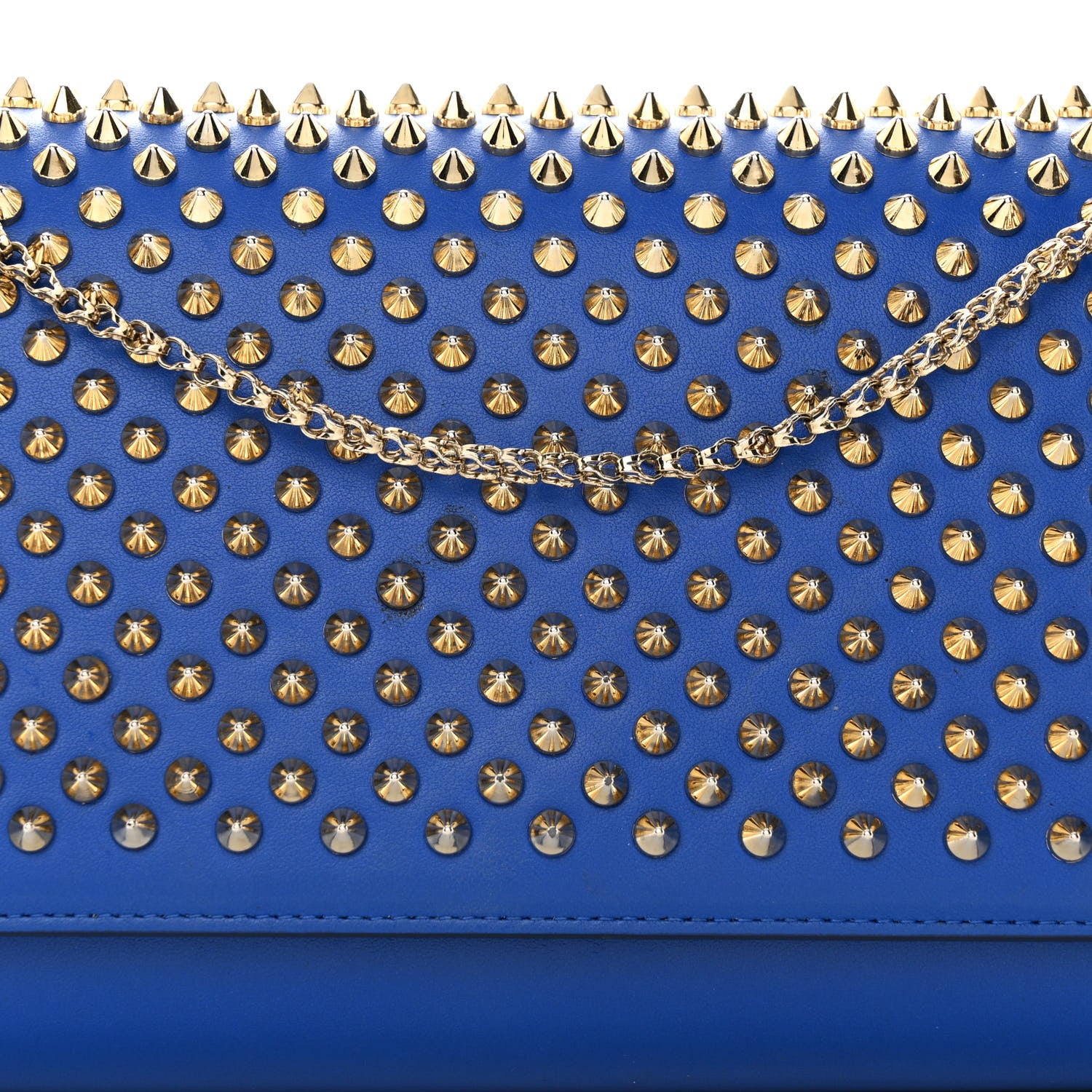 Christian Louboutin Calfskin Spikes Paloma Clutch Blue 5 of 17