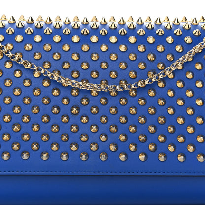 Christian Louboutin Calfskin Spikes Paloma Clutch Blue 5 of 17