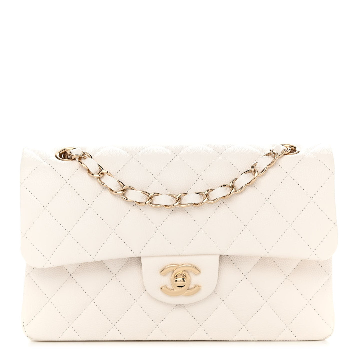 Caviar Quilted Small Double Flap White