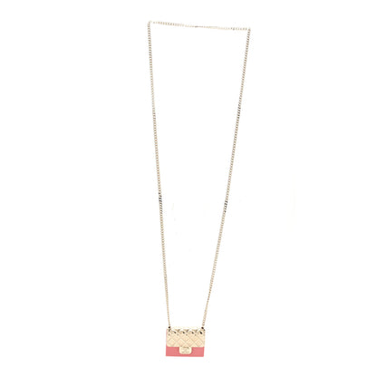 Chanel Metal Resin Lambskin Flap Bag Long Necklace Gold Red 3 of 6