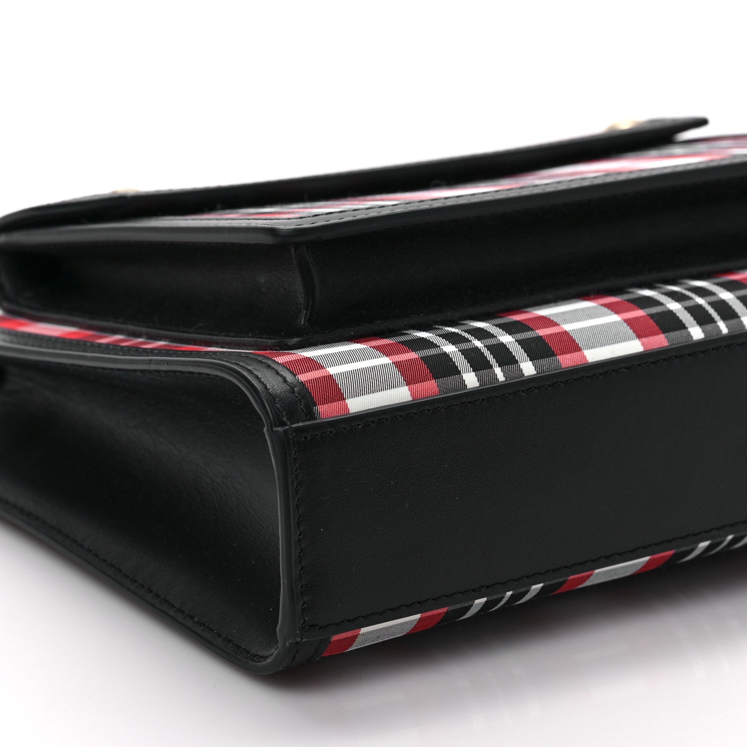 Burberry Calfskin Nylon Tartan Mini Pocket Bag Bright Red 7 of 8