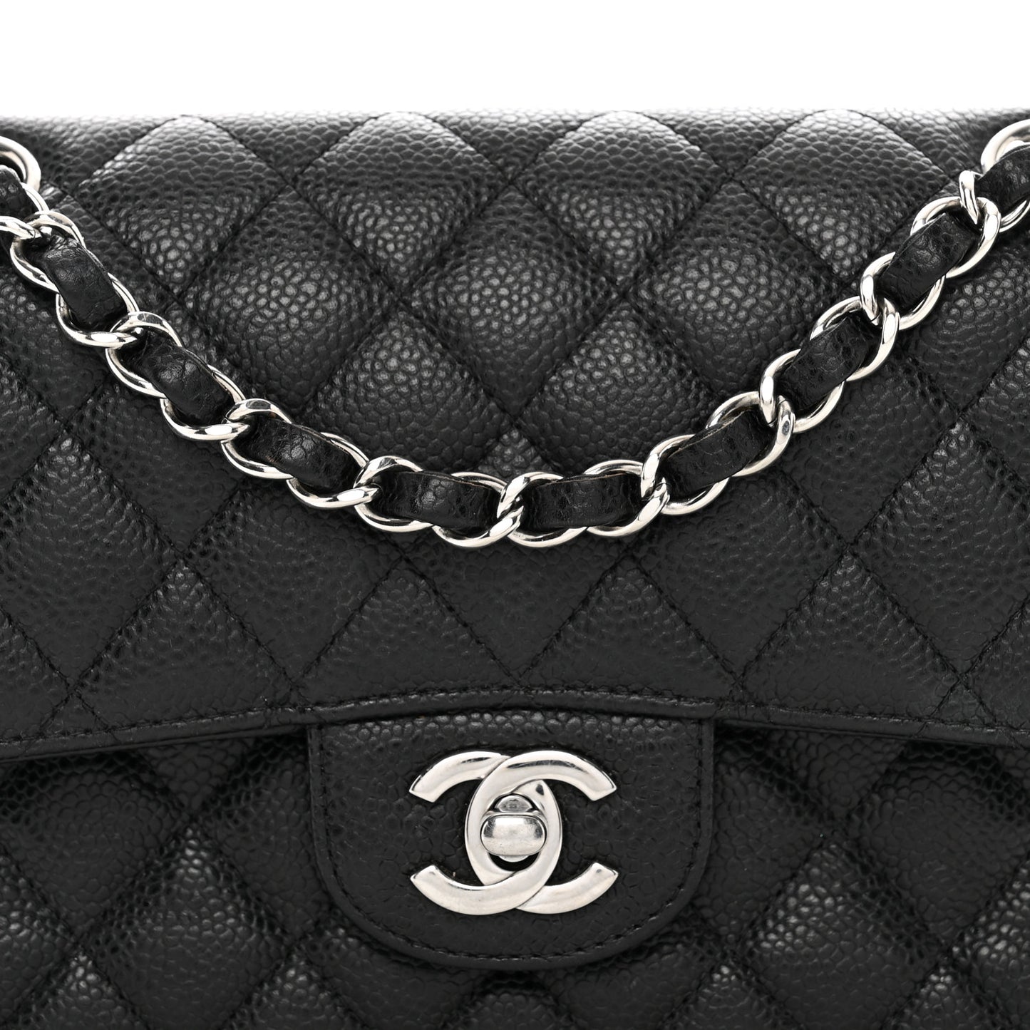 Caviar Quilted Small Double Flap Black