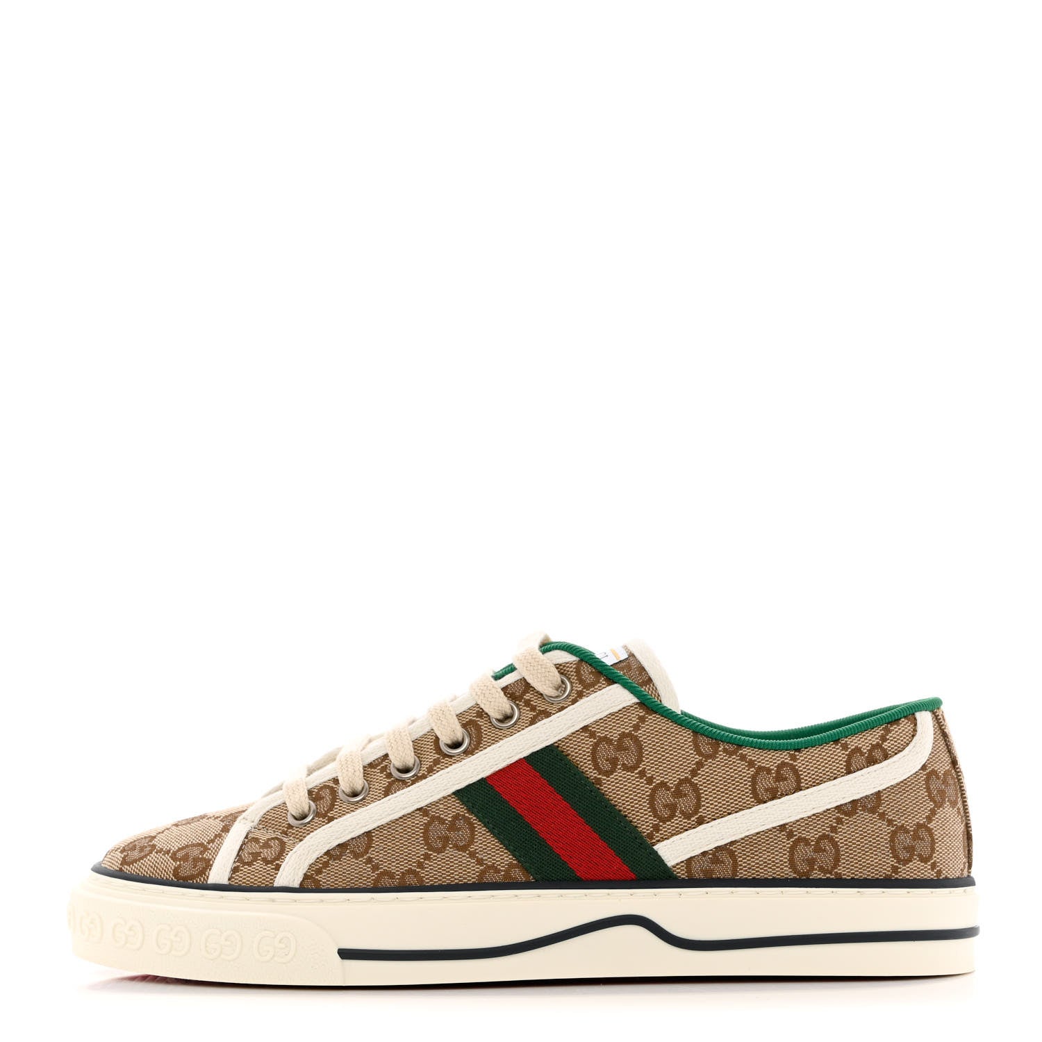 Gucci GG Monogram Web Womens 1977 Tennis Sneakers 39 Beige Ebony Mystic White 1 of 8