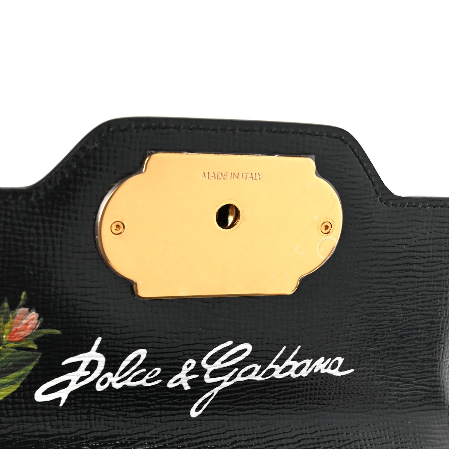 Dolce & Gabbana Grained Calfskin Floral Printed Medium Welcome Satchel Black 7 of 11