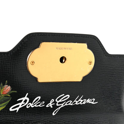 Dolce & Gabbana Grained Calfskin Floral Printed Medium Welcome Satchel Black 7 of 11