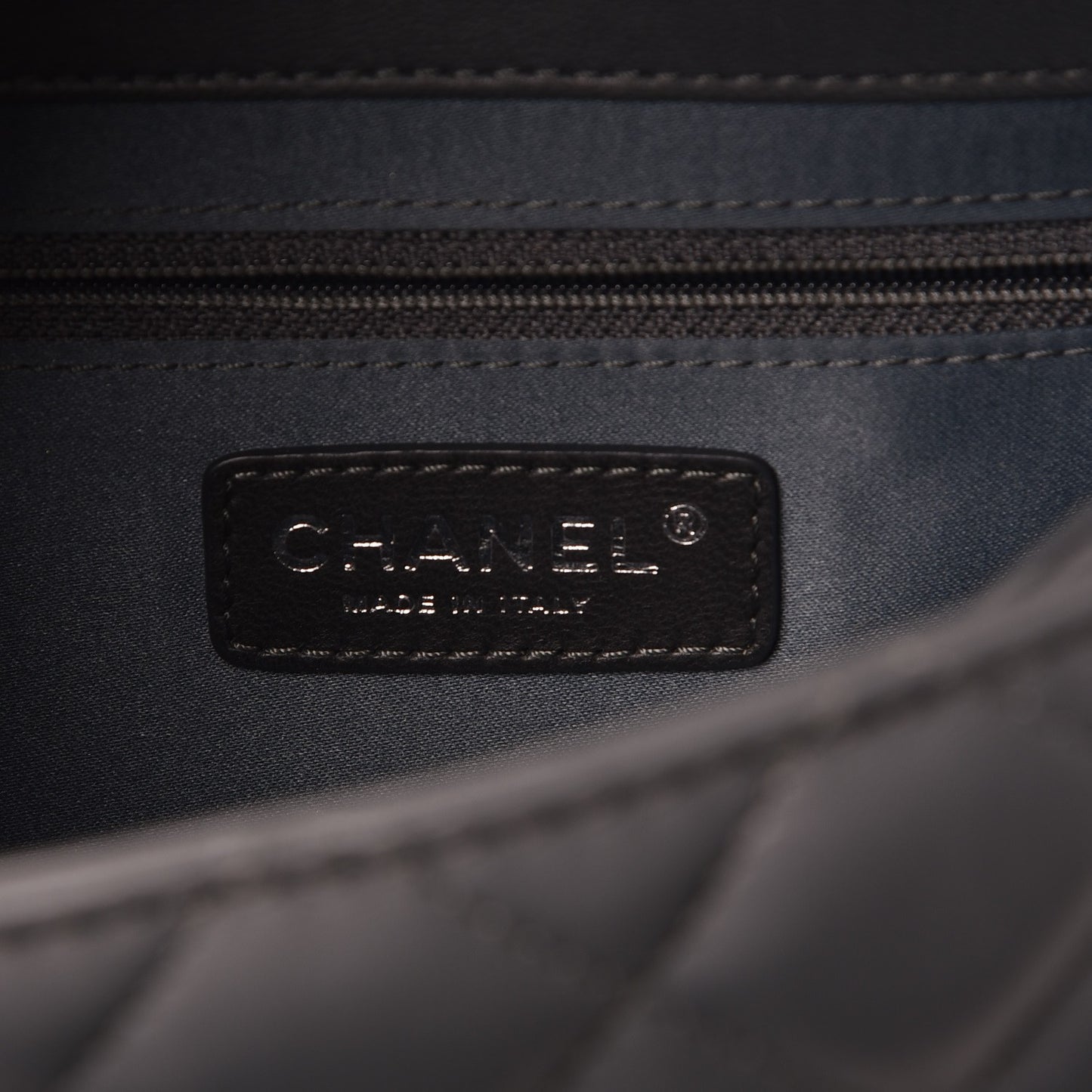 Lambskin Quilted Jumbo Coco Loop Flap Charcoal Grey