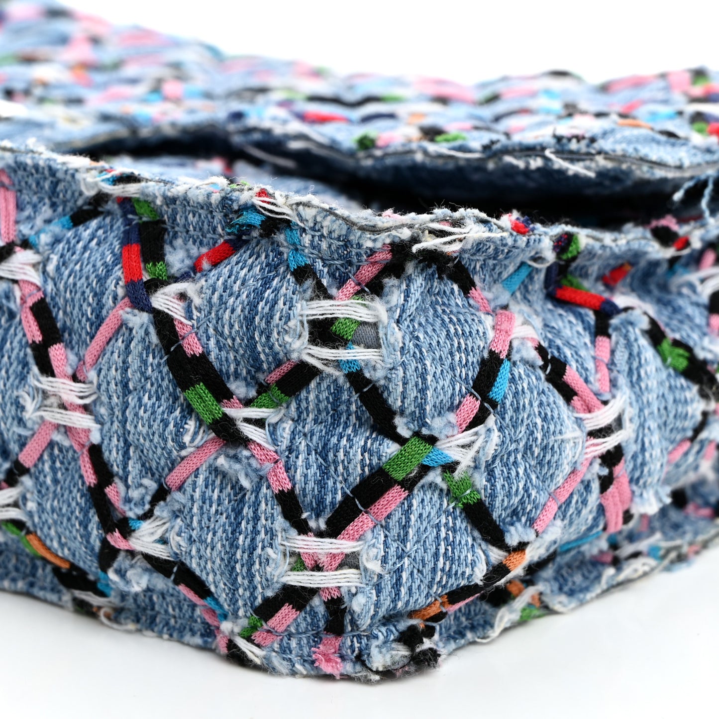 Woven Denim Medium Flap Multicolor