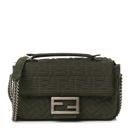Fendi Technical Fabric FF Midi Chain Baguette Oliva 1 of 9