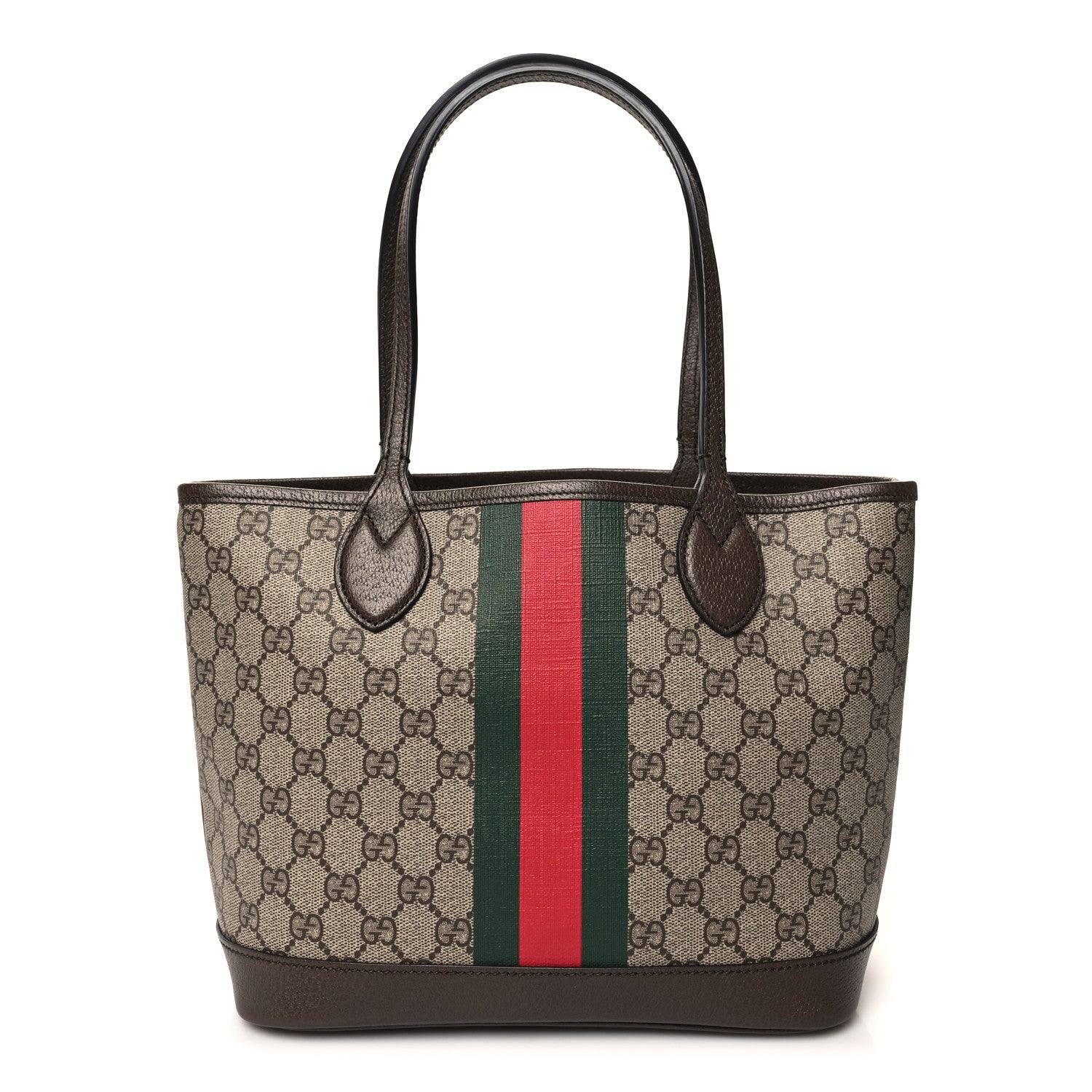 Gucci GG Supreme Monogram Textured Dollar Calfskin Web Small Ophidia Tote Beige Ebony New Acero 1 of 10