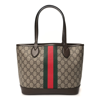 Gucci GG Supreme Monogram Textured Dollar Calfskin Web Small Ophidia Tote Beige Ebony New Acero 1 of 10