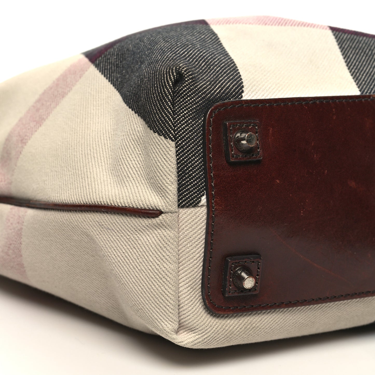 Canvas Mega Check Print Tote Beige