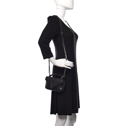 Saint Laurent Sheepskin Matelasse Chevron Monogram College Chain Wallet Black 2 of 14