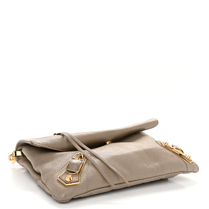 Balenciaga Chevre Gold Metallic Edge Hardware Envelope Clutch Gris Taupe 4 of 10