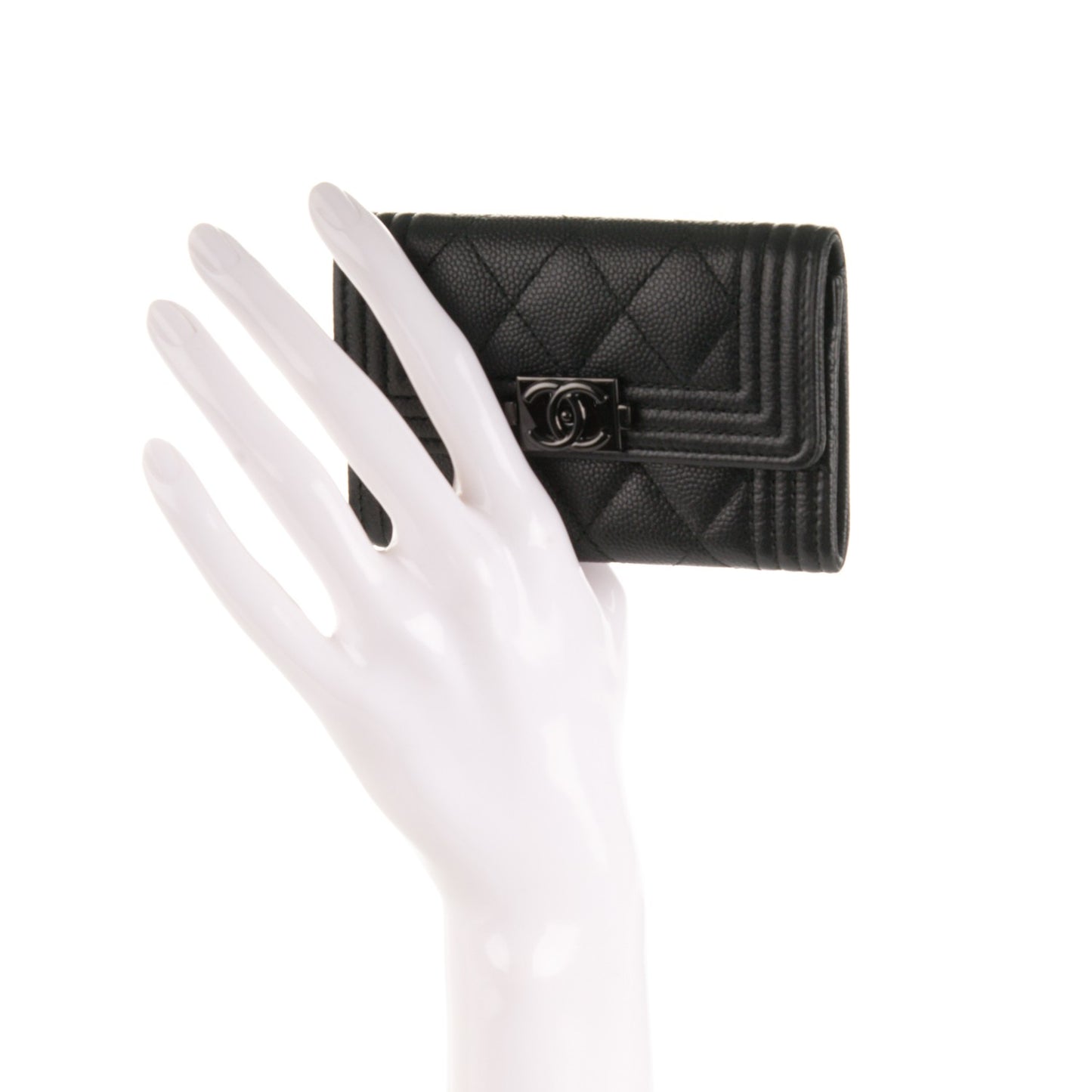 Caviar Quilted Boy Flap Card Holder So Black