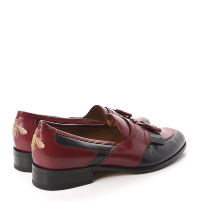 Gucci Calfskin Mens Tassel Fringe Curtis Loafers 12 Red Navy Blue 4 of 9