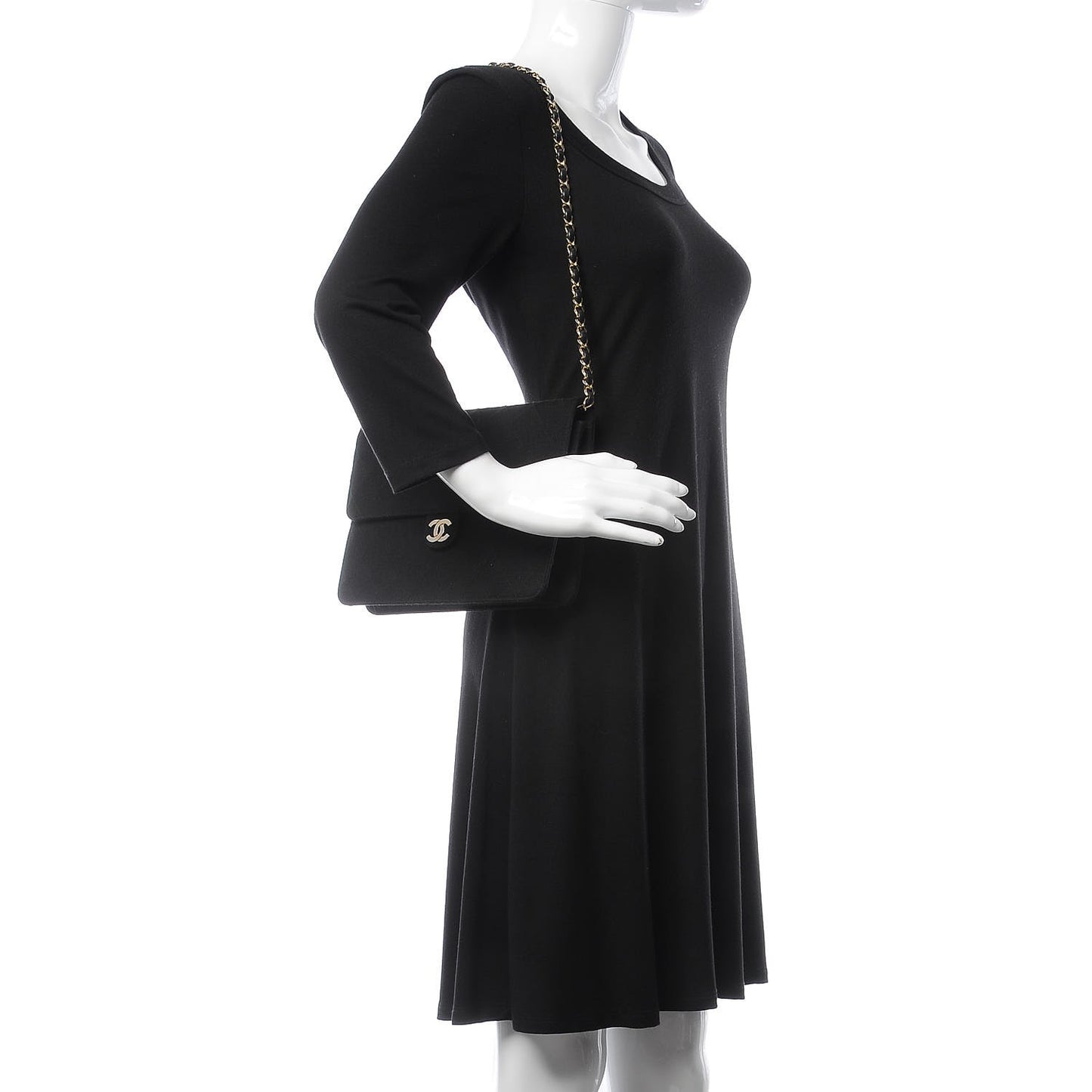 Jersey Quilted Medium Single Flap Black