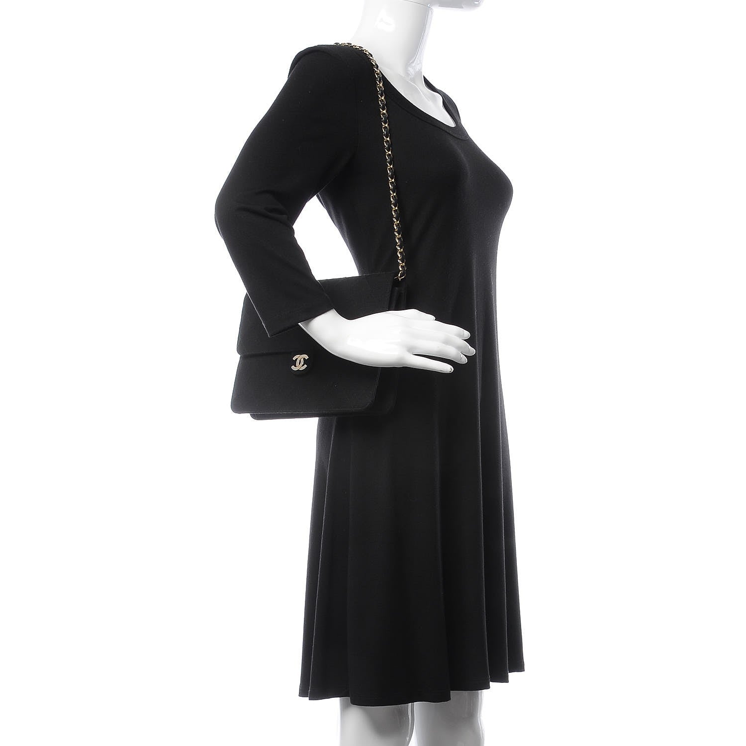 Chanel Jersey Quilted Medium Single Flap Black 2 of 13