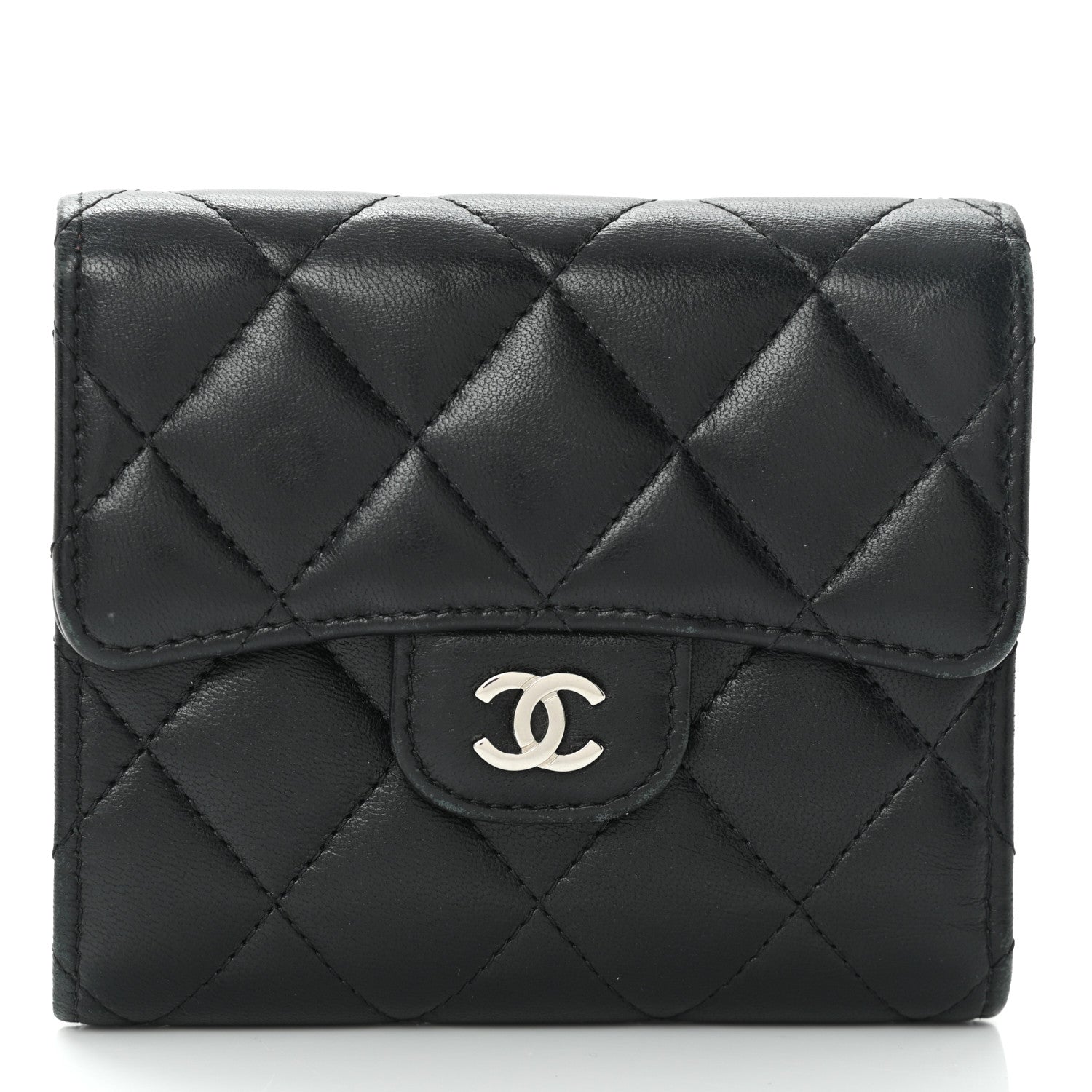Chanel Lambskin Quilted Compact Flap Wallet Black 1 of 11