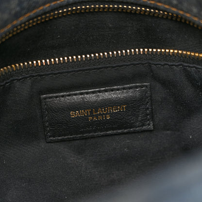 Saint Laurent Denim Quilted Small Loulou Puffer Monogram Chain Satchel Blue Cinnamon 6 of 12