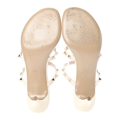 Valentino Garavani Calfskin Rockstud 50mm Flip Flop Thong Sandals 37.5 Ivory 4 of 6