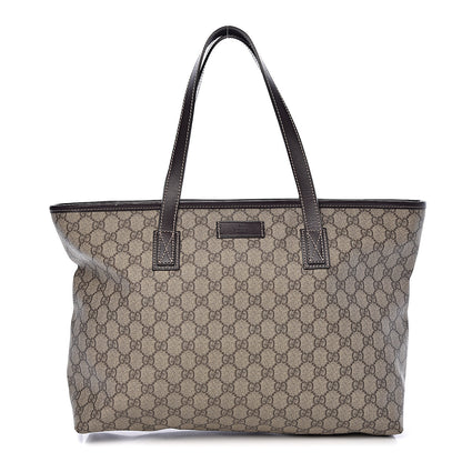 Gucci GG Supreme Monogram Medium Zippered Shopping Tote Dark Brown 1 of 10