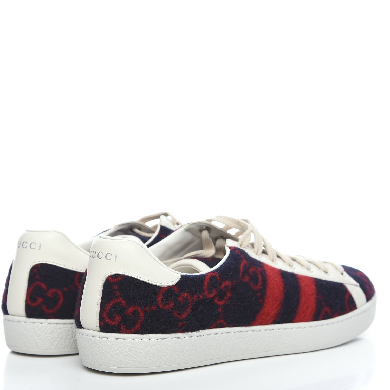 Gucci Covered Wool Big GG Monogram Mens Sneakers 8.5 Blue Red Mystic White 4 of 9