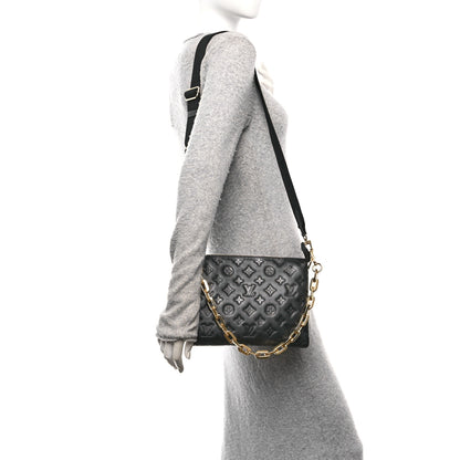 Louis Vuitton Lambskin Embossed Monogram Coussin PM Black 2 of 12